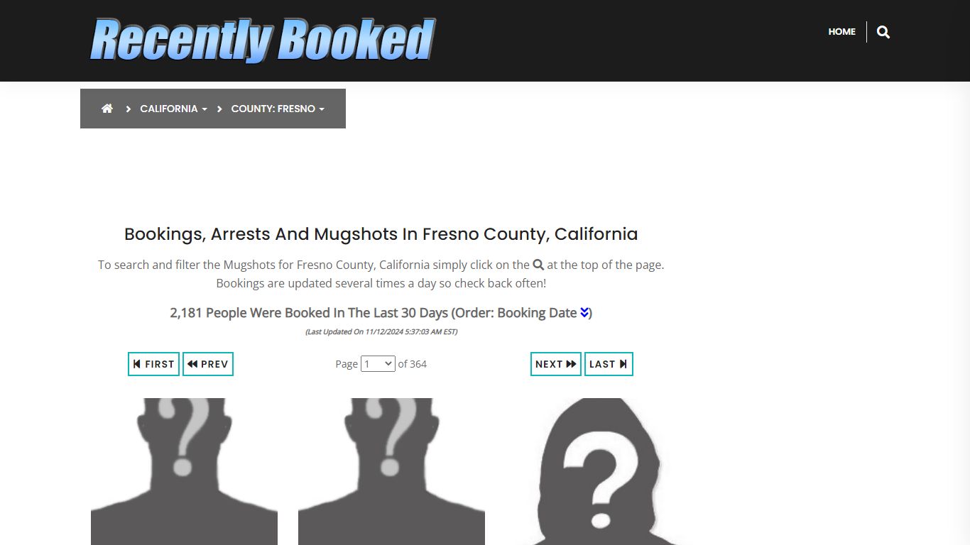 Bookings, Arrests and Mugshots in Fresno County, California